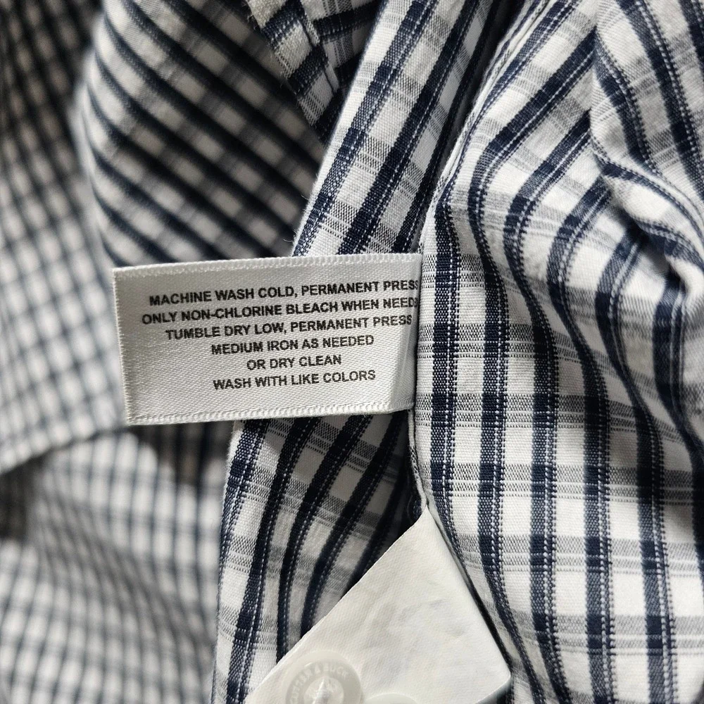 Cutter & Buck Mens 3XB Navy White Check Easy Care Stretch Button Down Shirt - Picture 9 of 9